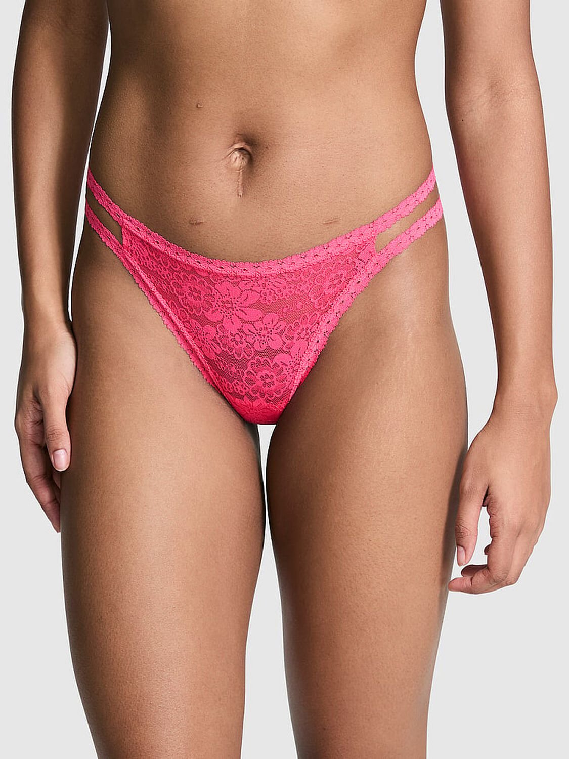 vs Pink Wink Strappy Thong Panty Double Bubble 1 of 3 