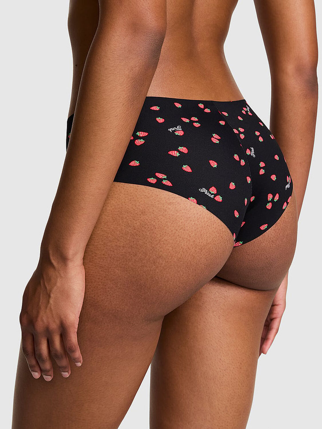 vs Pink No-Show Cheeky Panty Black Strawberry Print 2 of 3 