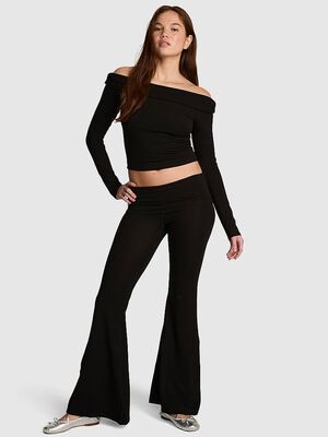 All-Day Cotton&trade; Foldover Super Flare Leggings