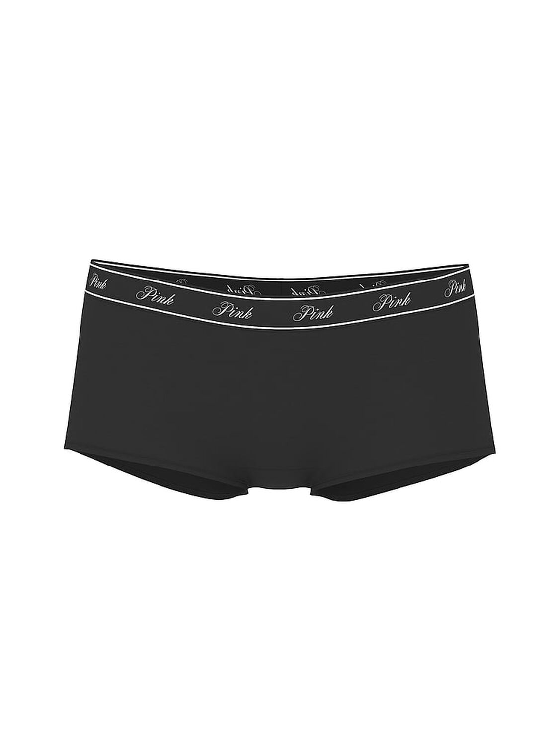 vs Pink Logo Cotton Boyshort Panty Pure Black 1 of 2 
