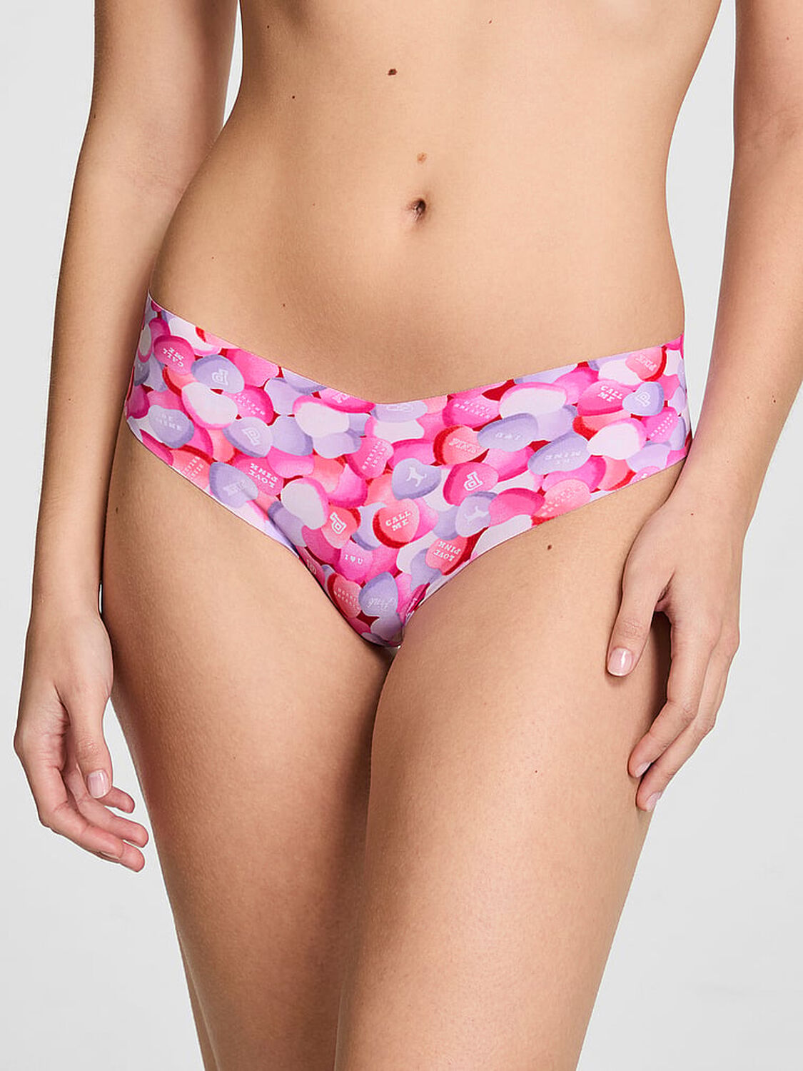 vs Pink No-Show Thong Panty Pink Photo Real Candy Heart 1 of 3 