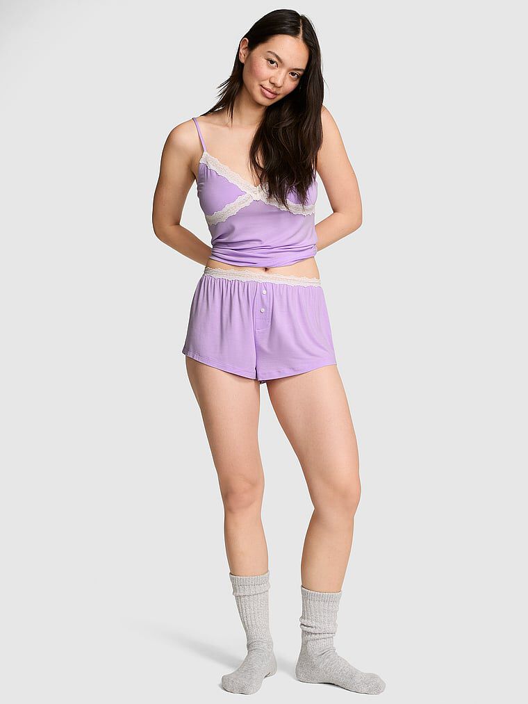 24/7 Lounge Modal Lace-Trim Micro Shorts Lilac Crush | Victoria's