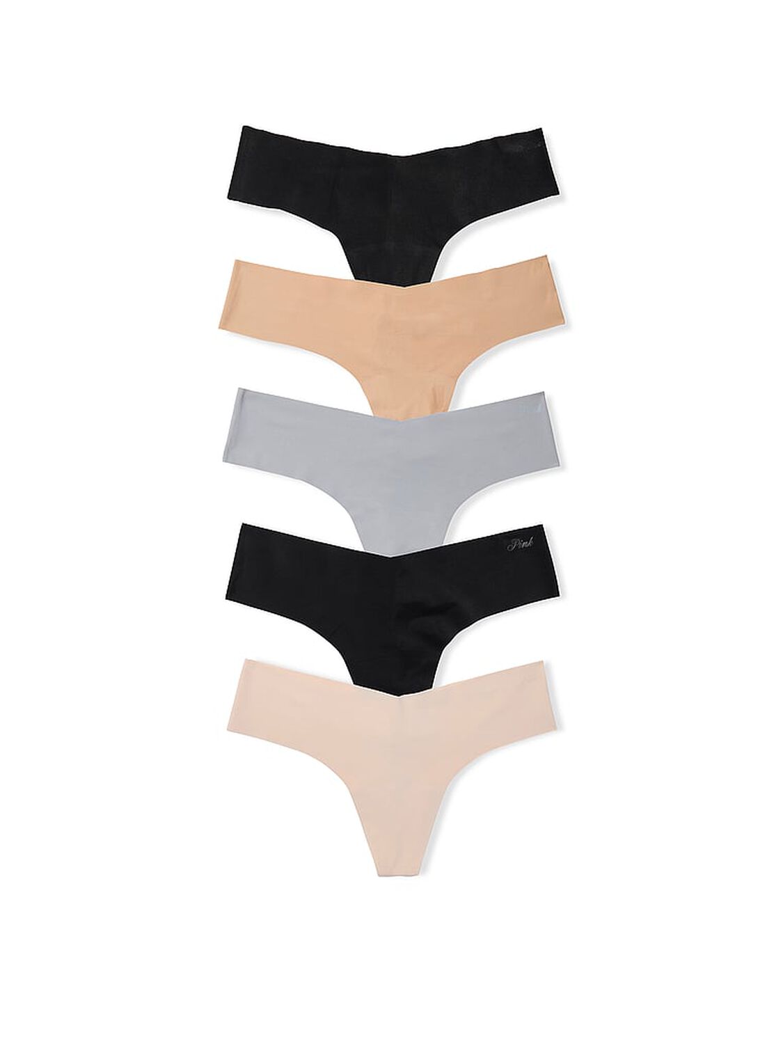 pink Pink 5-Pack No-Show Thong Panties Basics Pack 1 of 1 