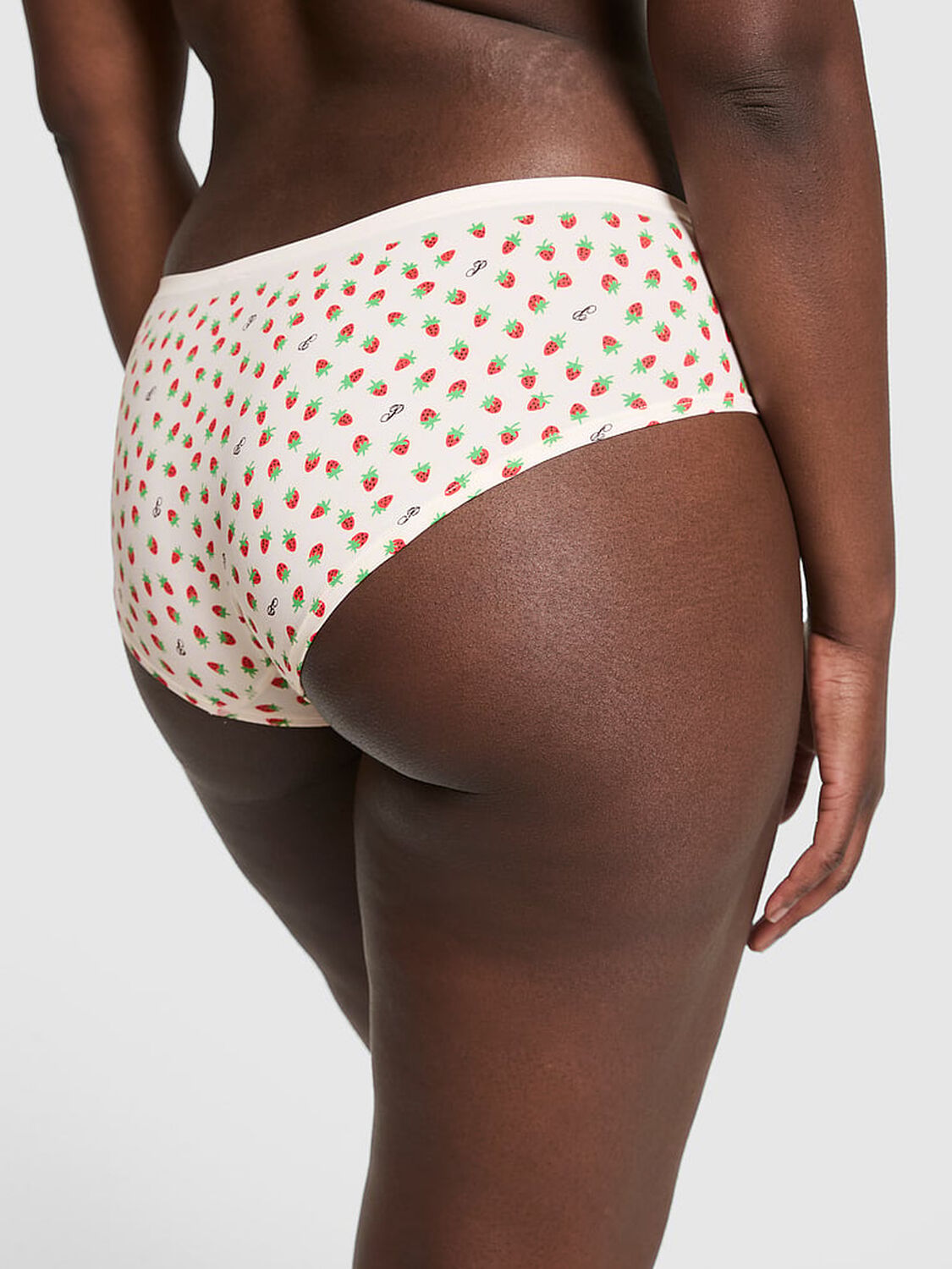 vs Pink Seamless Hiphugger Panty Winter White Strawberry Print 2 of 2 
