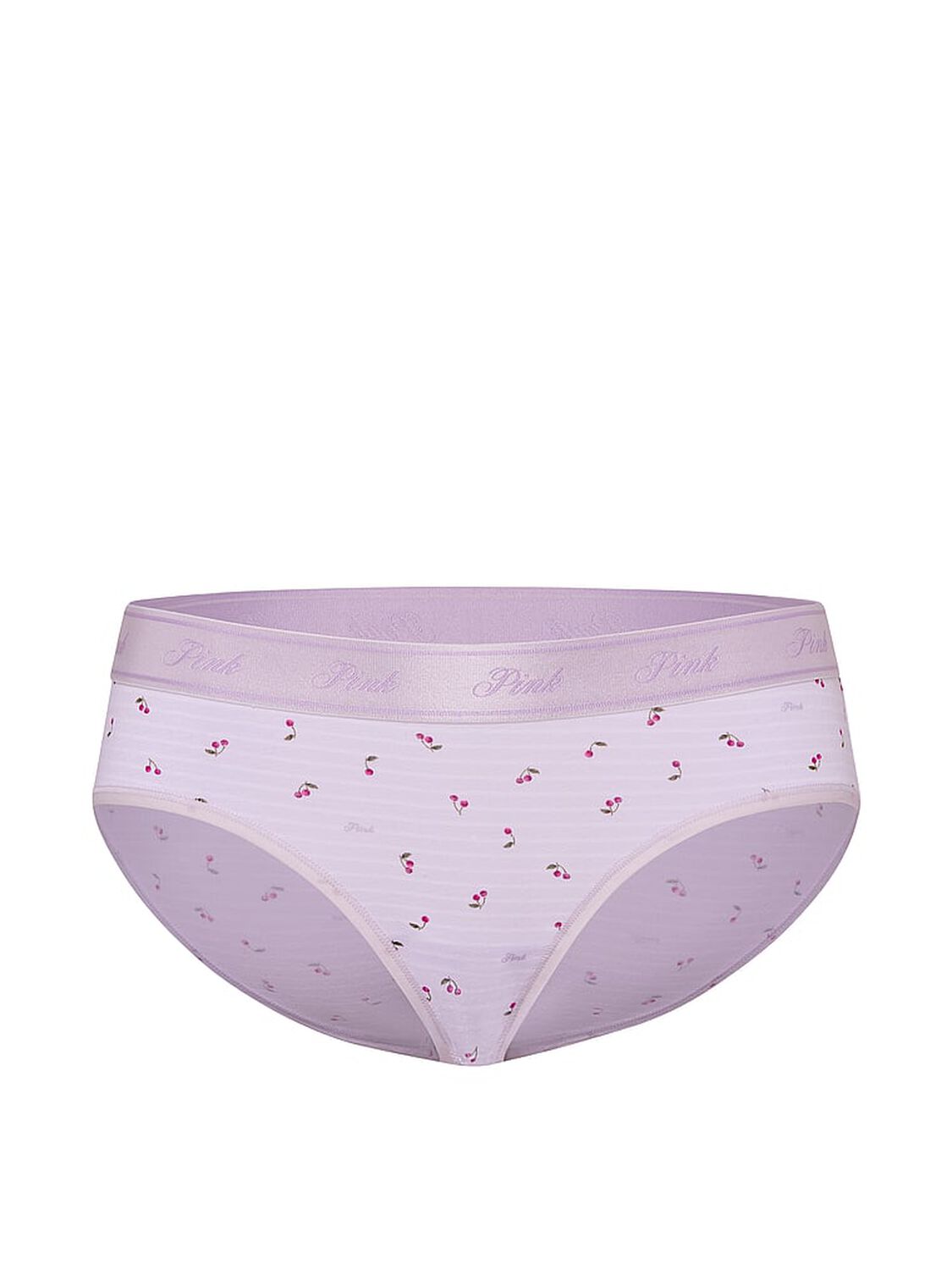 vs Pink Logo Cotton Hiphugger Panty Purple Whisper Stripe Cherry Print 3 of 3 