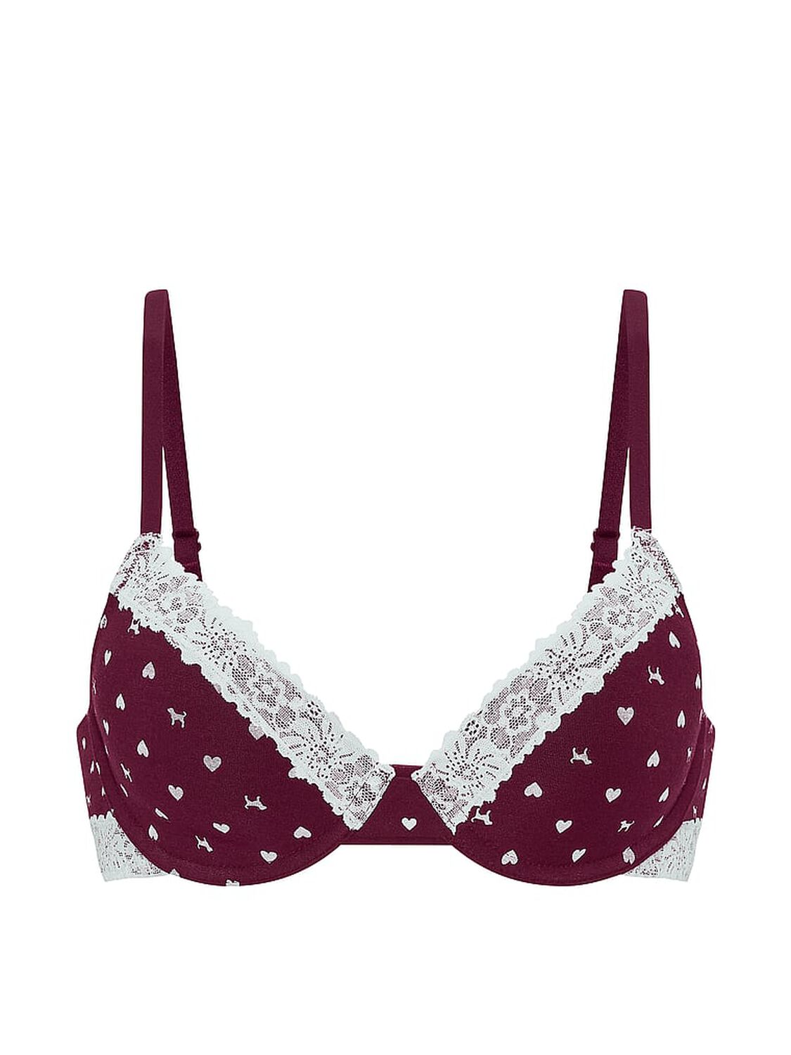vs Pink Wear Everywhere&trade; Lightly Lined Full Coverage T-Shirt Bra Wild Rose Heart & Dog Print 3 of 3 
