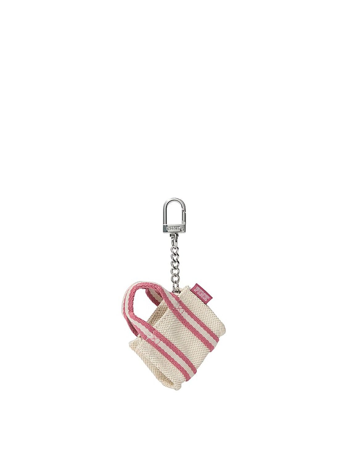 vs Pink Mini Tote Keychain Charm Natural Canvas 1 of 2 