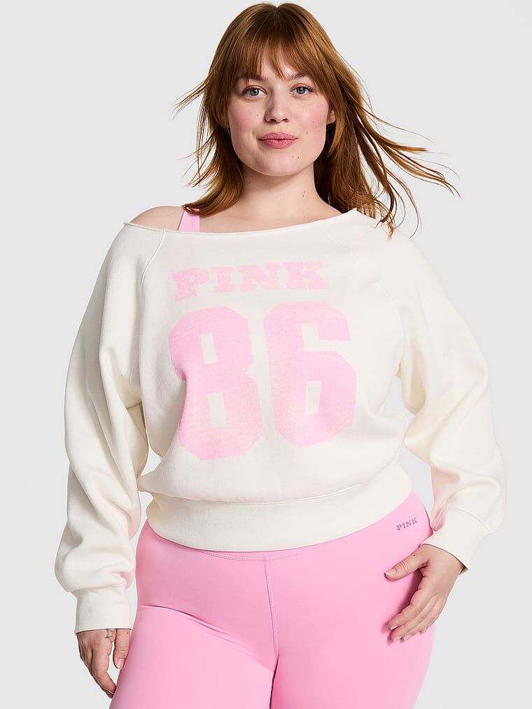 【PINK】Ivy Fleece Off The Shoulder Sweatshirt長袖スウェット Ivy Fleece Off-The-Shoulder Sweatshirt Doll house | Victoria's