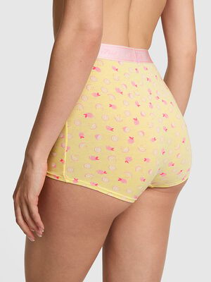 Logo Cotton High-Waist Boyshort Panty