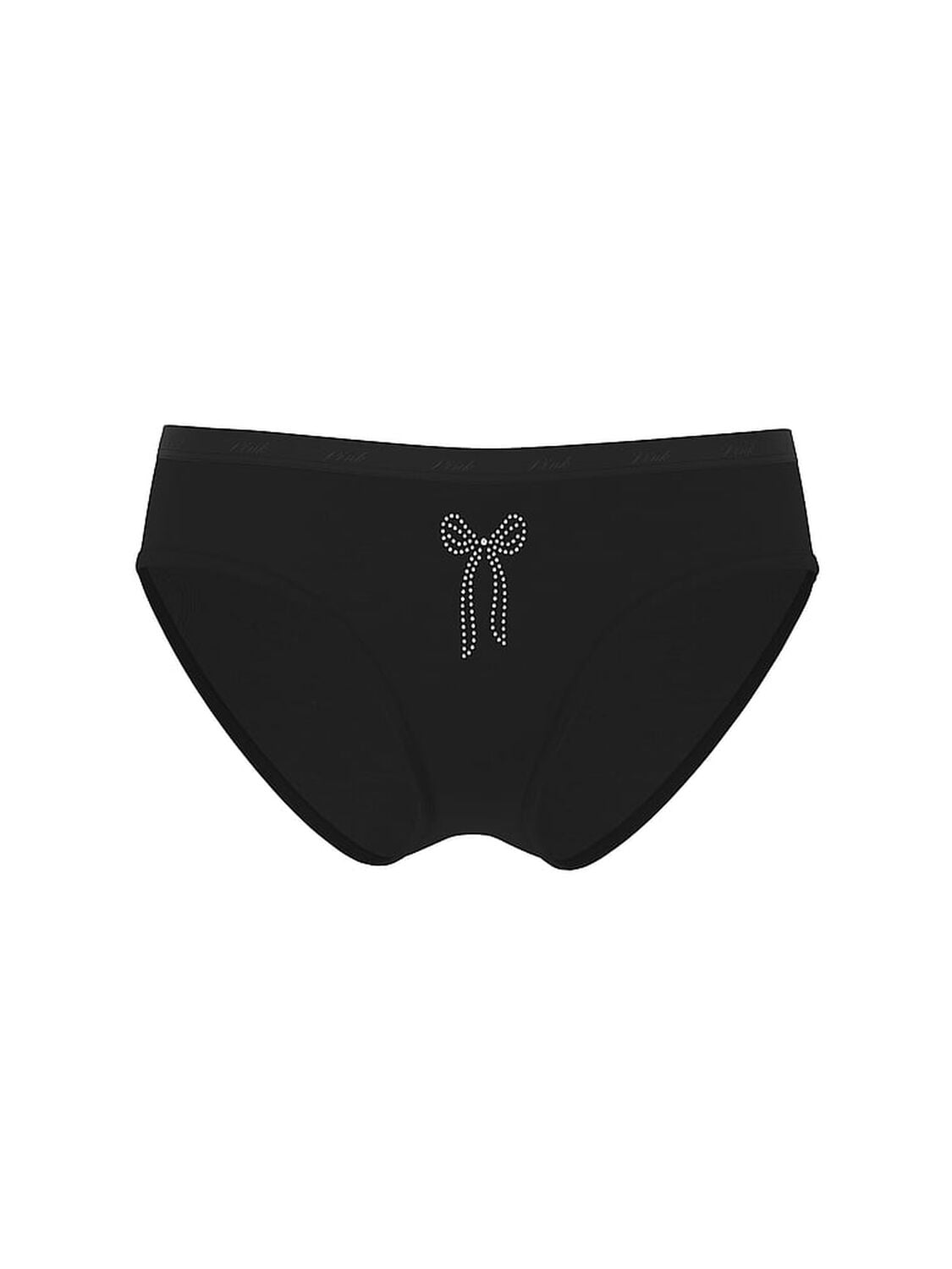pink Pink Logo Cotton Hiphugger Panty Black Bow Diamante Graphic 3 of 3 