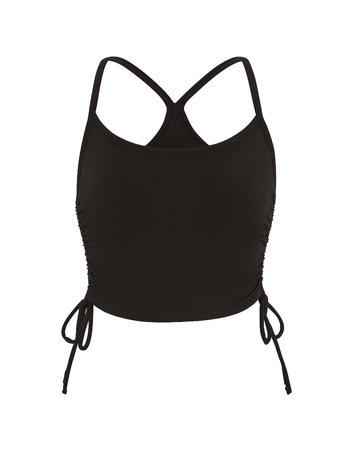 vs Pink PINK Relay&trade; Side-Ruched Cropped Bra Tank Pure Black 3 of 3 