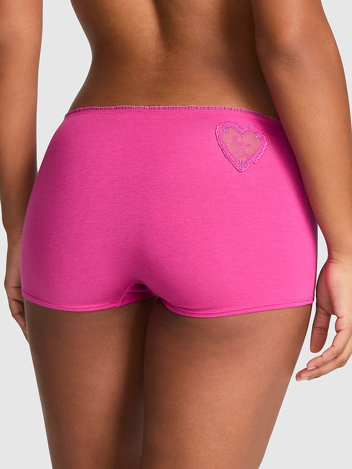 vs Pink Cotton Dorm Boyshort Panty Pink Fire 2 of 2 