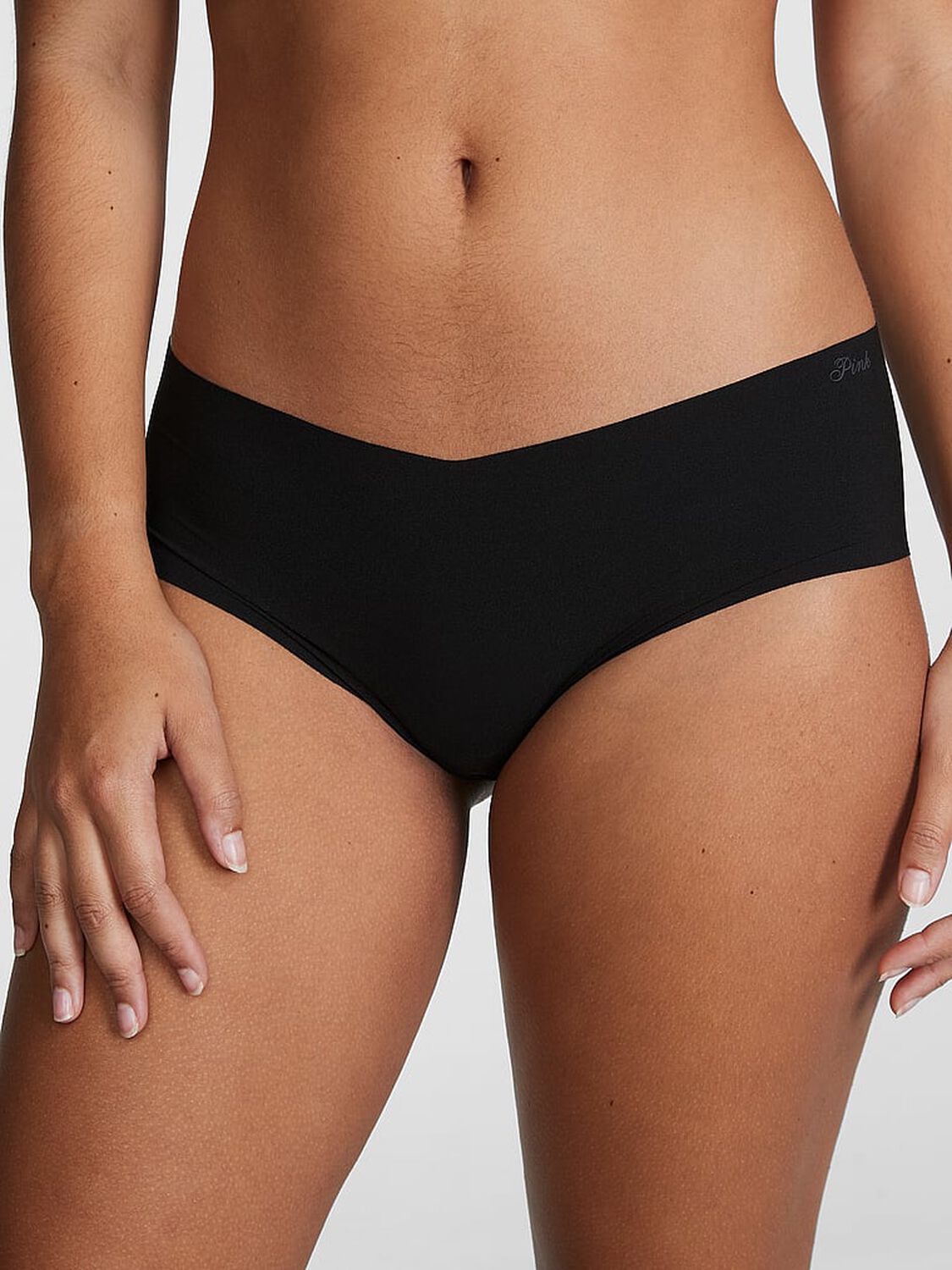 vs Pink No-Show Hiphugger Panty Pure Black 1 of 3 