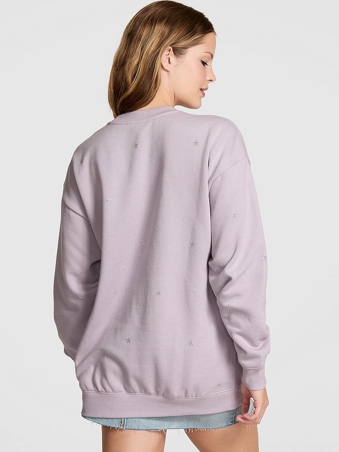 vs Pink Ivy Fleece Oversized Crew Sweatshirt Spring Violet Ott Shine 2 of 3 