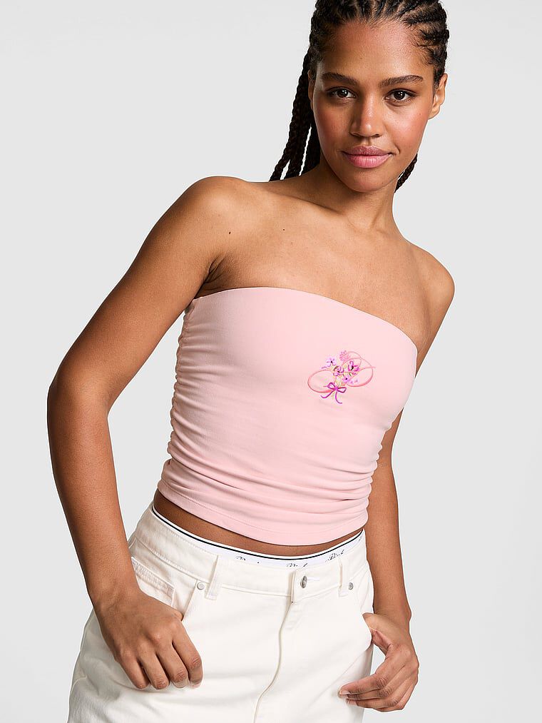 All-Day Cotton™ Side-Ruched Tube Top Dollhouse | Victoria's Secret