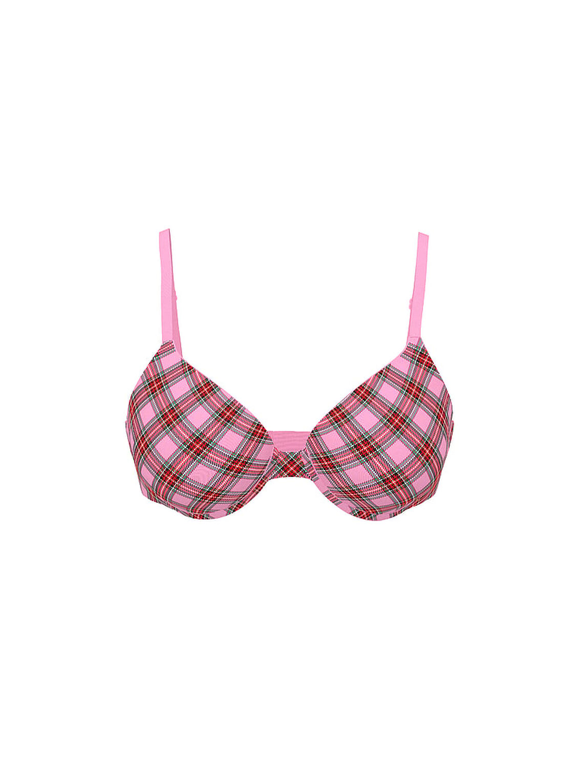 vs Pink Wear Everywhere Wear Everywhere Super Push-Up Bra Pink Lollipop Plaid Print 3 of 3 