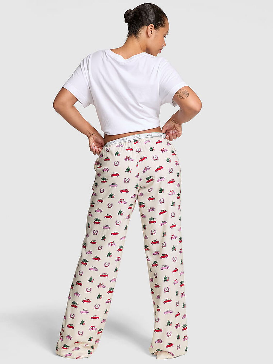 vs Pink Flannel Sleep Pants Winter White Christmas Cars 2 of 3 