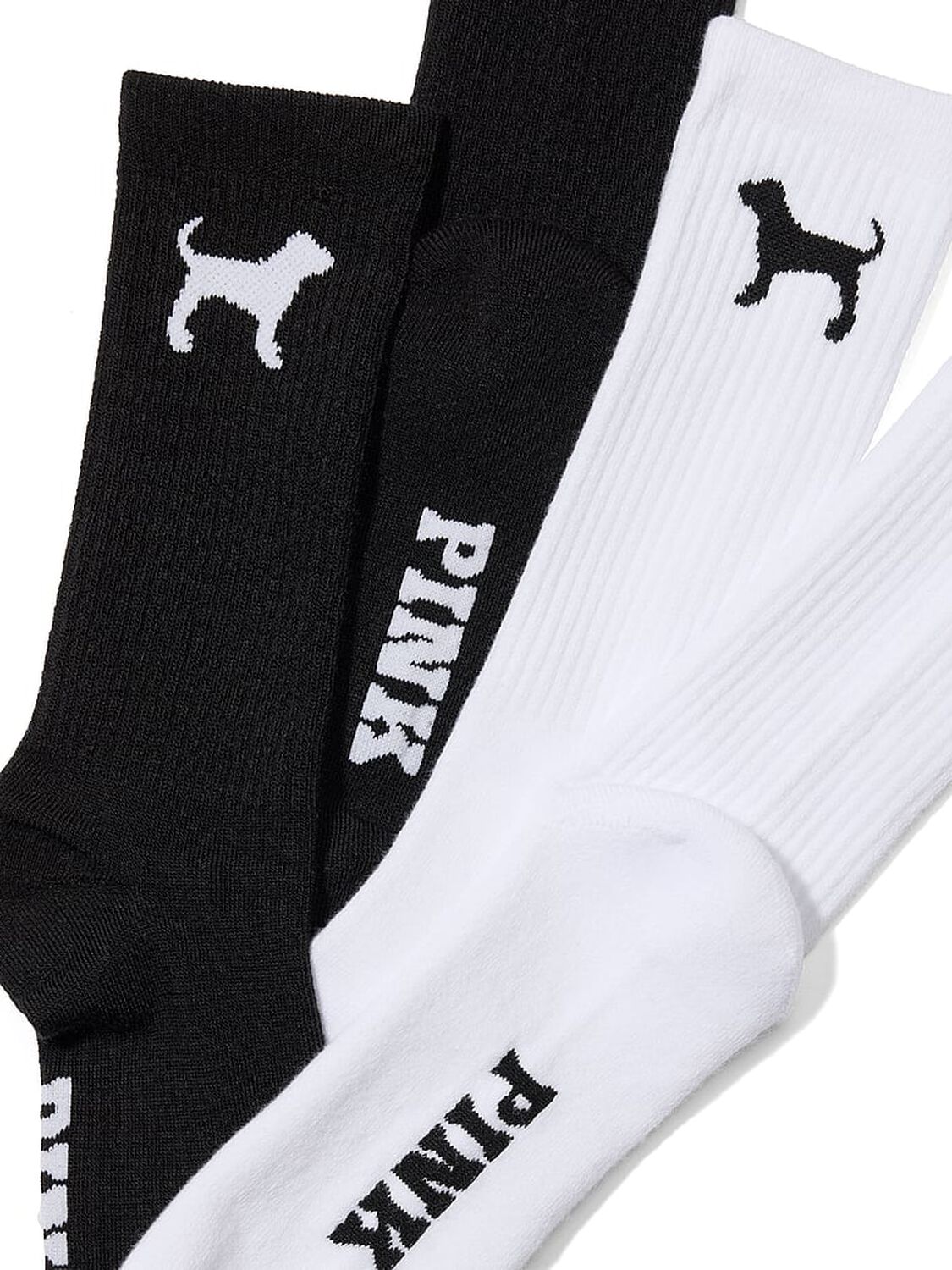 vs Pink 2-Pack Crew Socks White/Pure Black Core Dog 2 of 2 