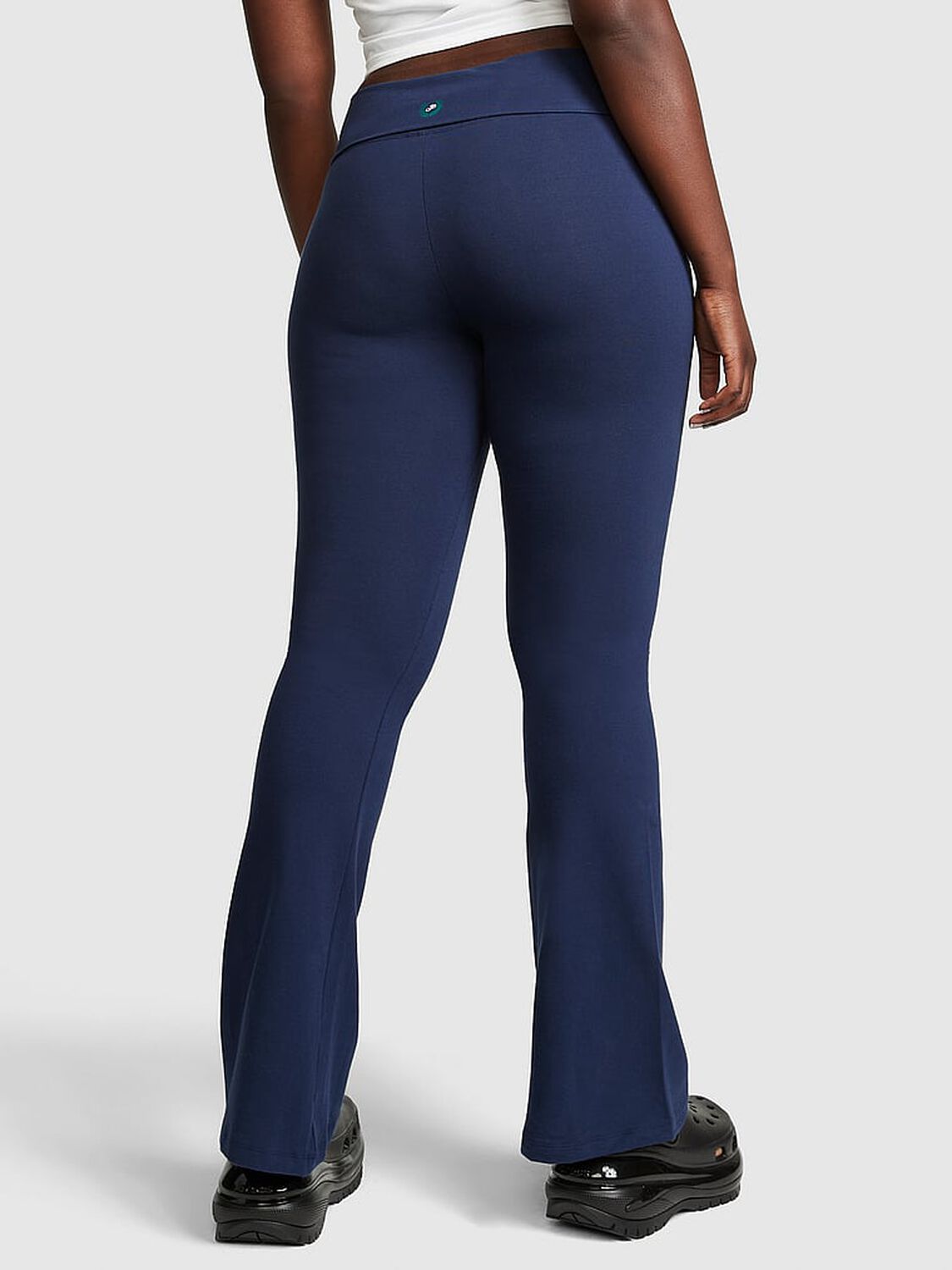 vs Pink All-Day Cotton Foldover Flare Leggings 2 of 3 