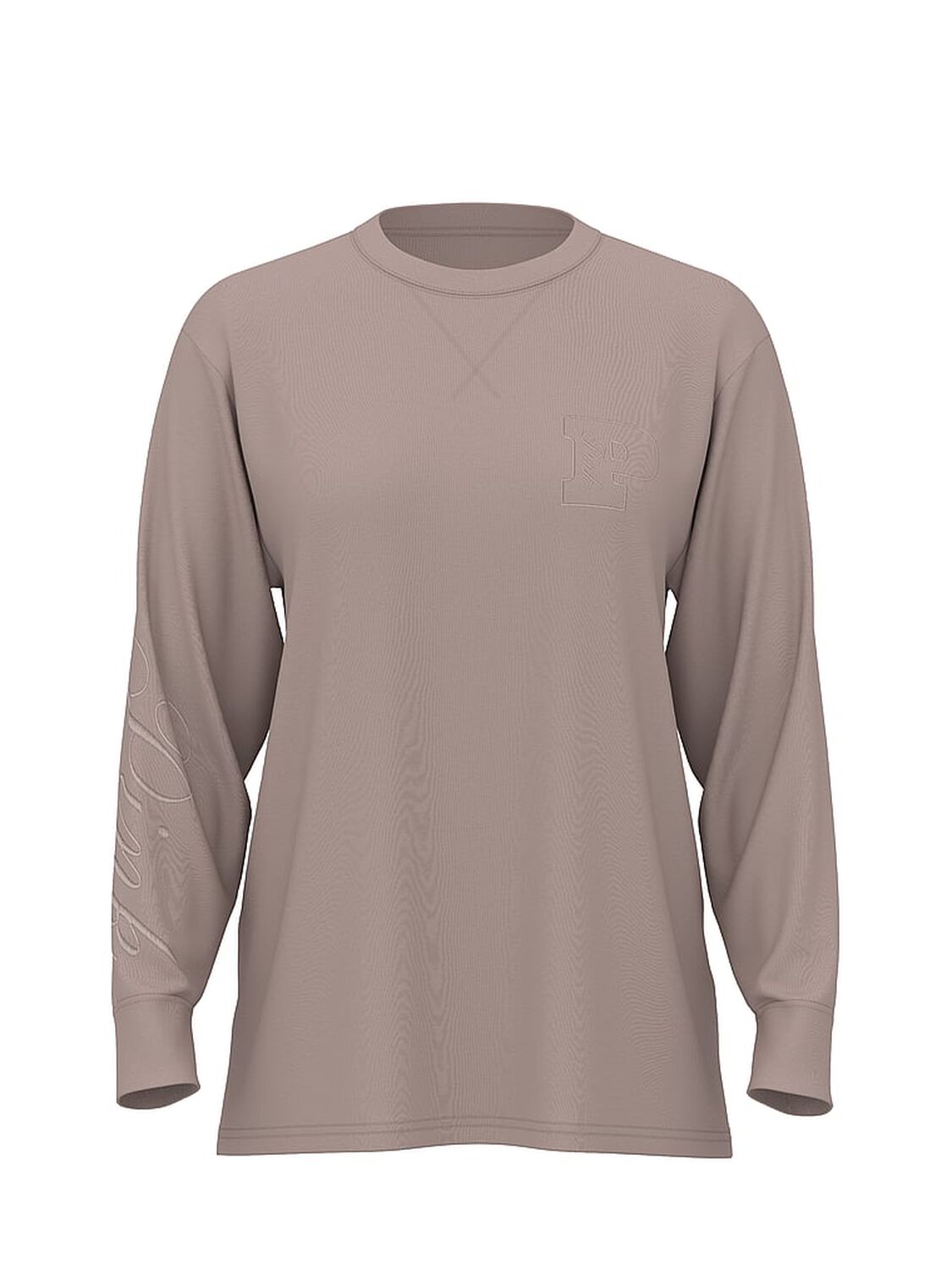 vs Pink Campus Cotton Long-Sleeve Tee Iced Coffee 1 of 2 