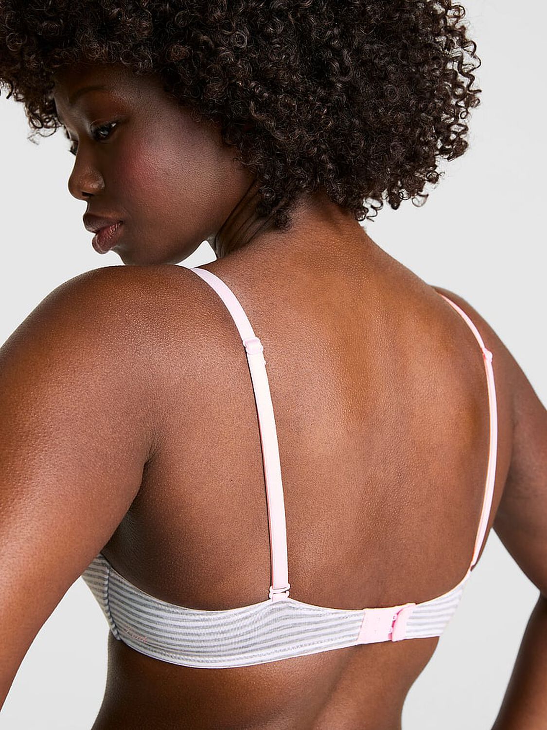 vs Pink Wear Everywhere Wear Everywhere Lightly Lined Wireless Bra Medium Heather Grey Stripe 2 of 3 