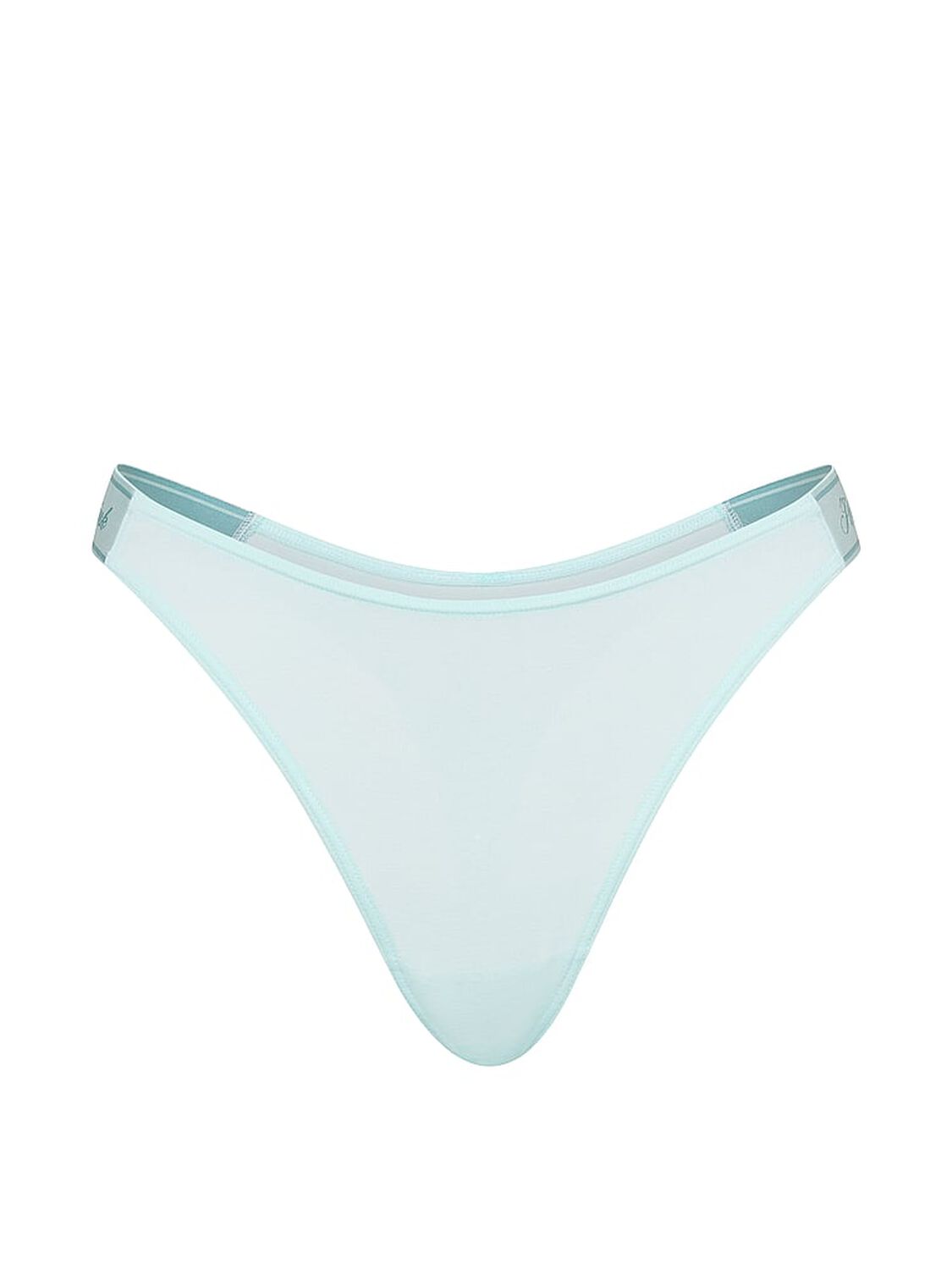 vs Pink Logo Cotton Shine High-Leg Thong Panty Spray Blue 3 of 3 