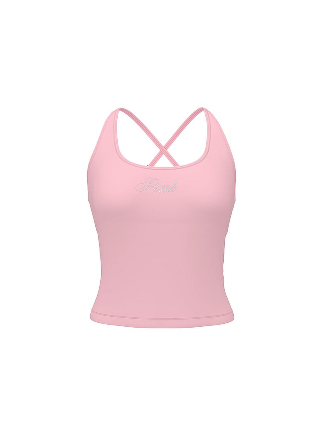 vs Pink All-Day Cotton Square-Neck Bra Tank Cameo Pink Bling 3 of 3 