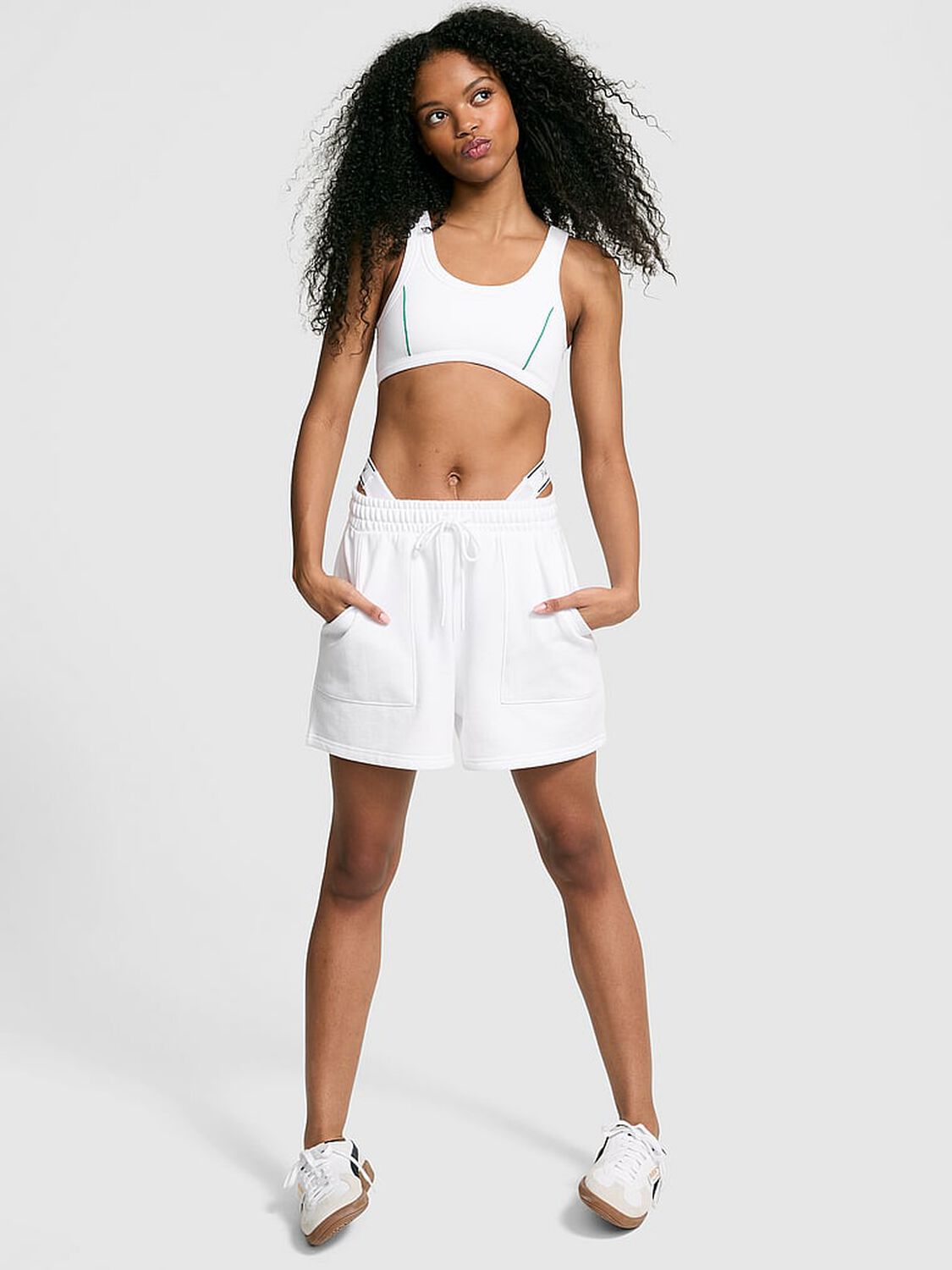 vs Pink Ivy Fleece Classic Shorts Vs White Shine 1 of 3 