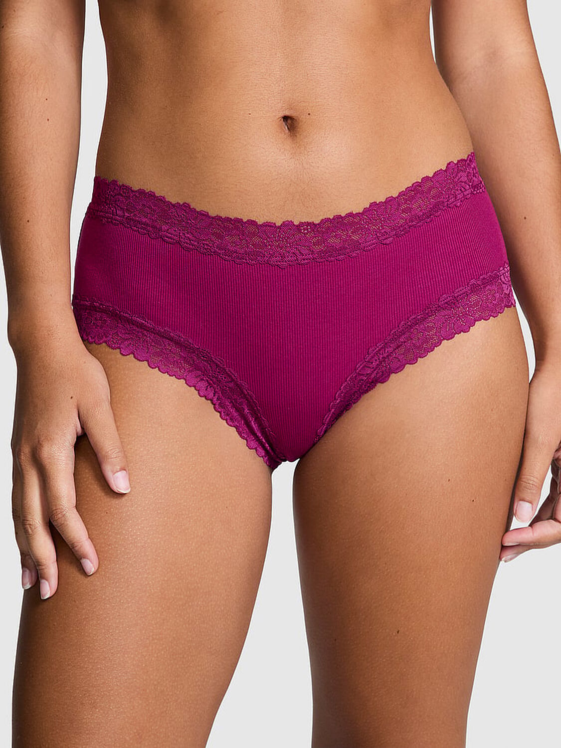 vs Pink Wink Lace-Trim Cheeky Panty Thriller 1 of 3 