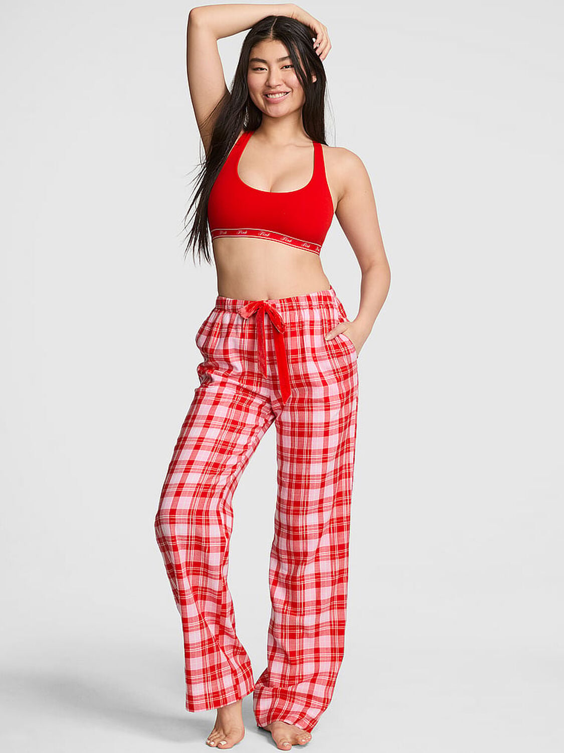 pink Pink Flannel Pajama Pants Bright Vermillion/Pink Lollipop Plaid 1 of 4 