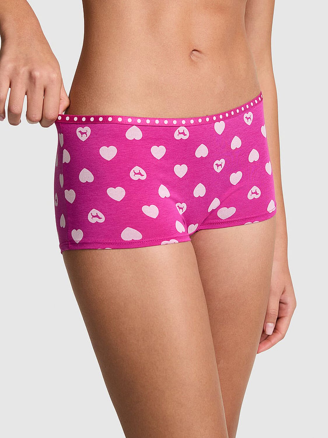 vs Pink Logo Boyshort Panty Pink Fire Heart & Dog 1 of 3 