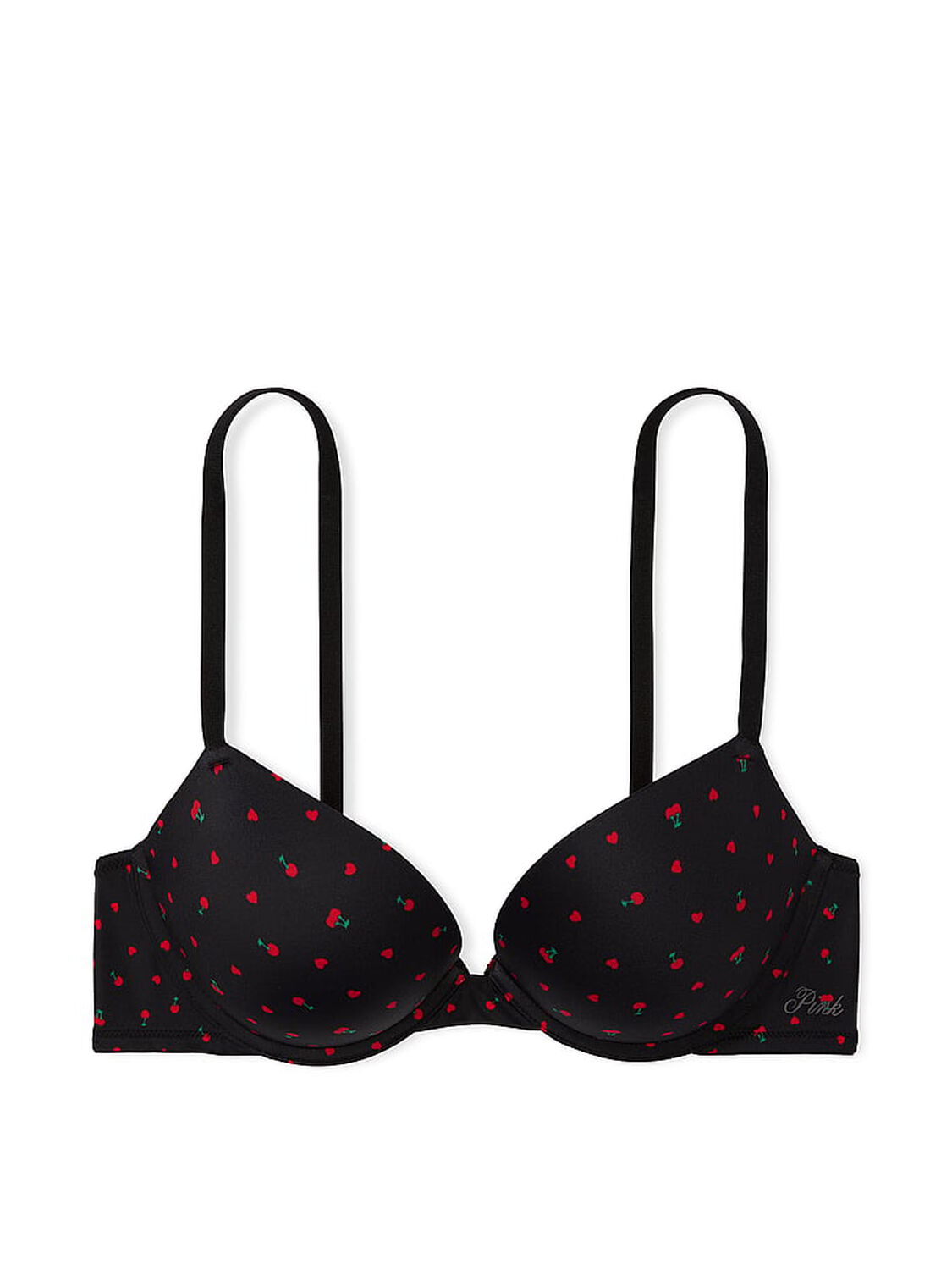 vs Pink Wear Everywhere Wear Everywhere Super Push-Up Bra Black Cherry Heart Print 3 of 3 