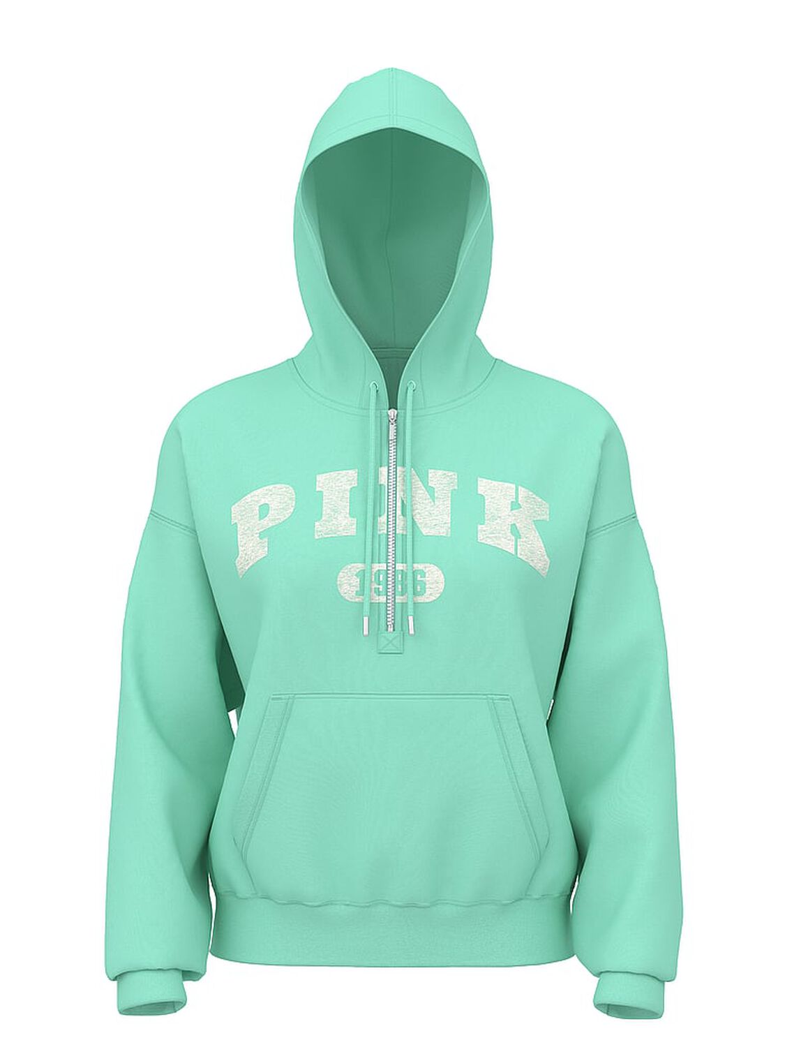 vs Pink Ivy Fleece Campus Half-Zip Hoodie Sweet Mint 3 of 3 