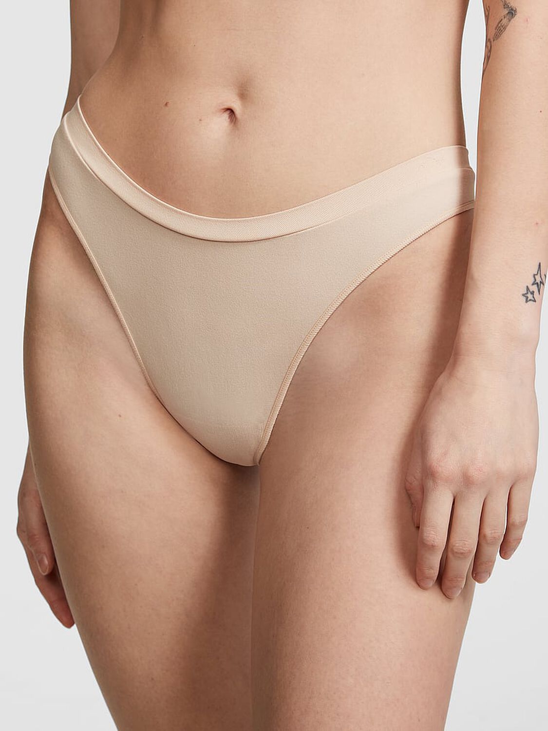 vs Pink Seamless High-Leg Thong Panty Marzipan 1 of 3 