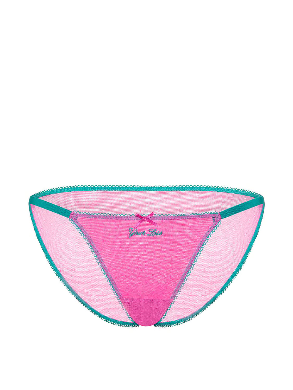 vs Pink PINK Wink&trade; String Bikini Panty Pink Berry W/Beach Teal Trim 3 of 3 