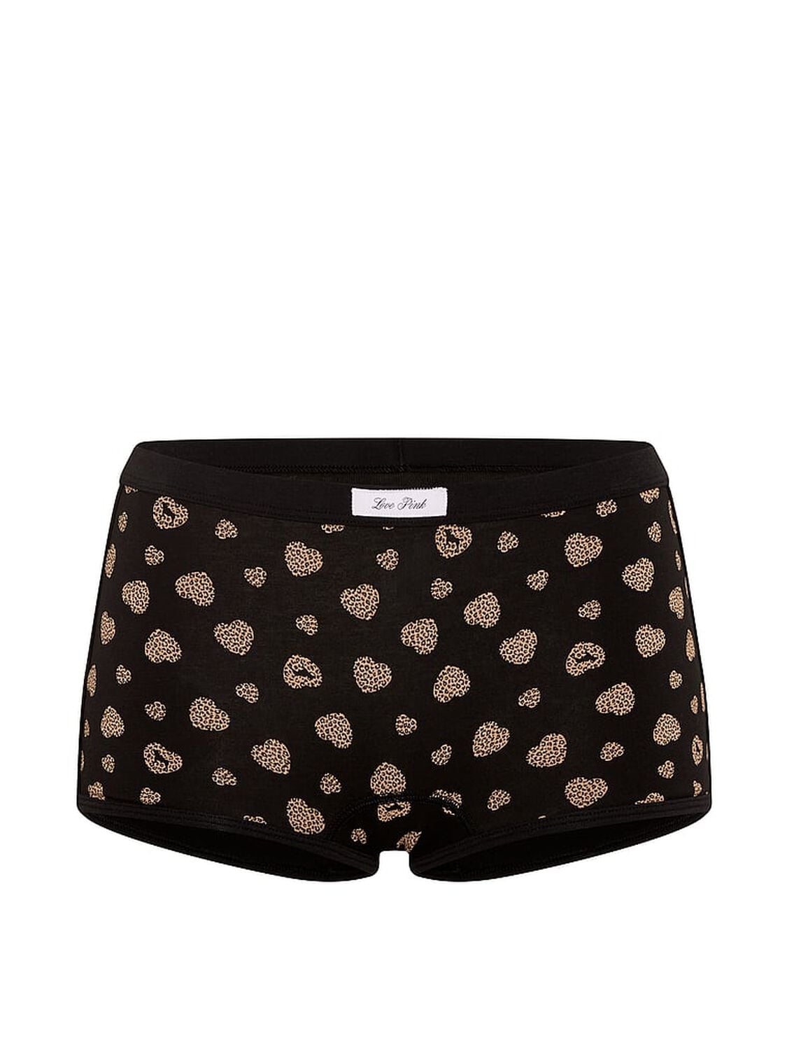 vs Pink Cotton Dorm Boyshort Panty Black Leo Heart 3 of 3 