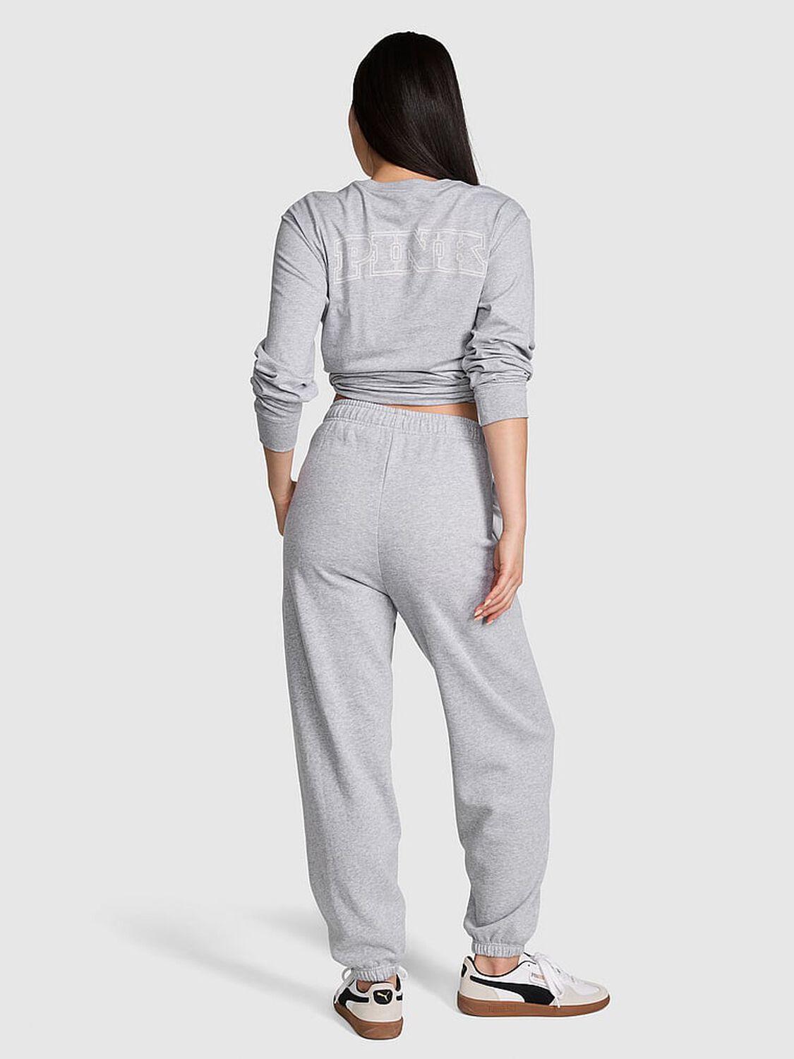 vs Pink Ivy Fleece Campus Sweatpants Medium Heather Grey 2 of 3 