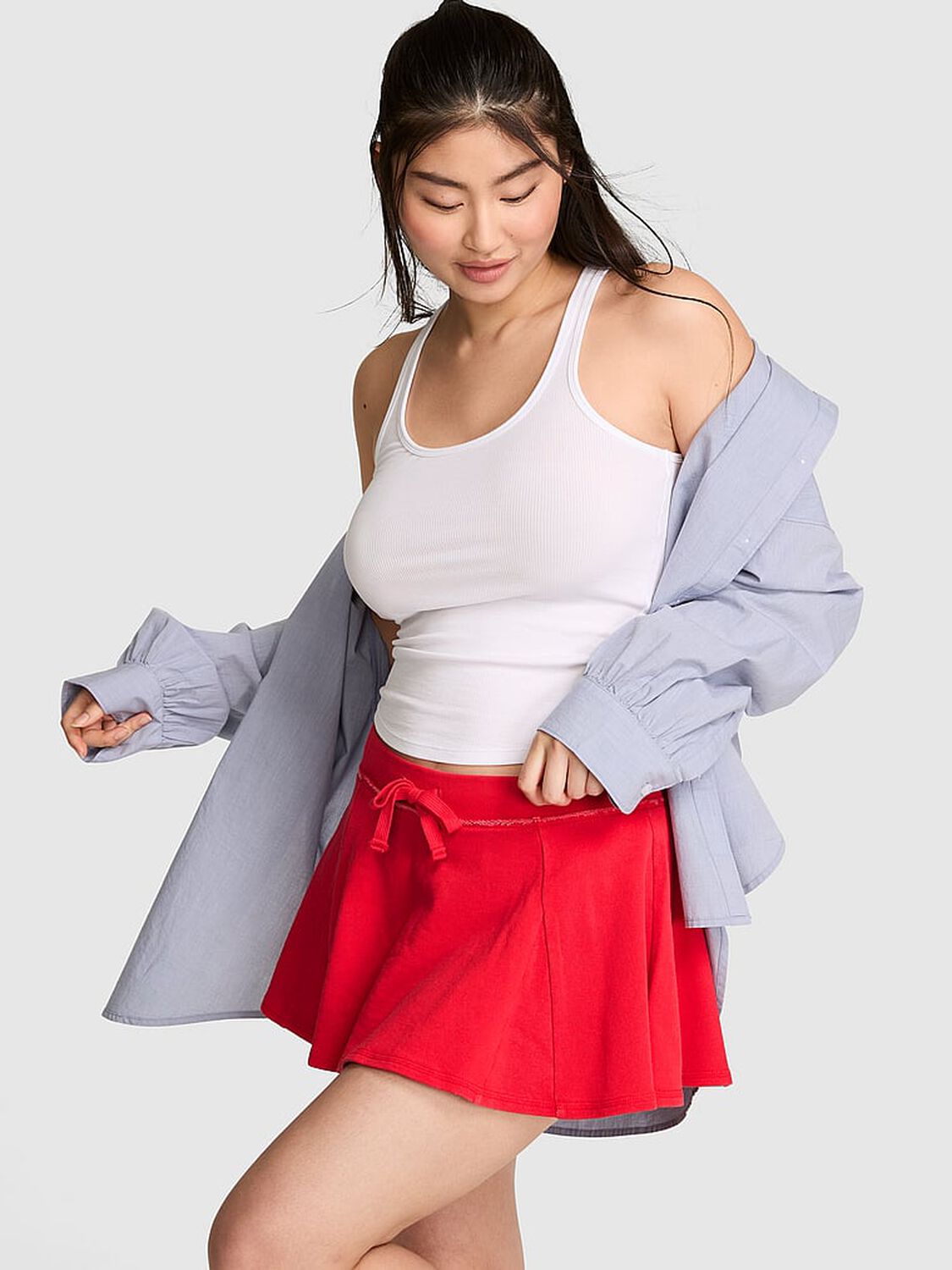 vs Pink Campus Terry&trade; Flirty Skort Bright Vermillion 1 of 3 