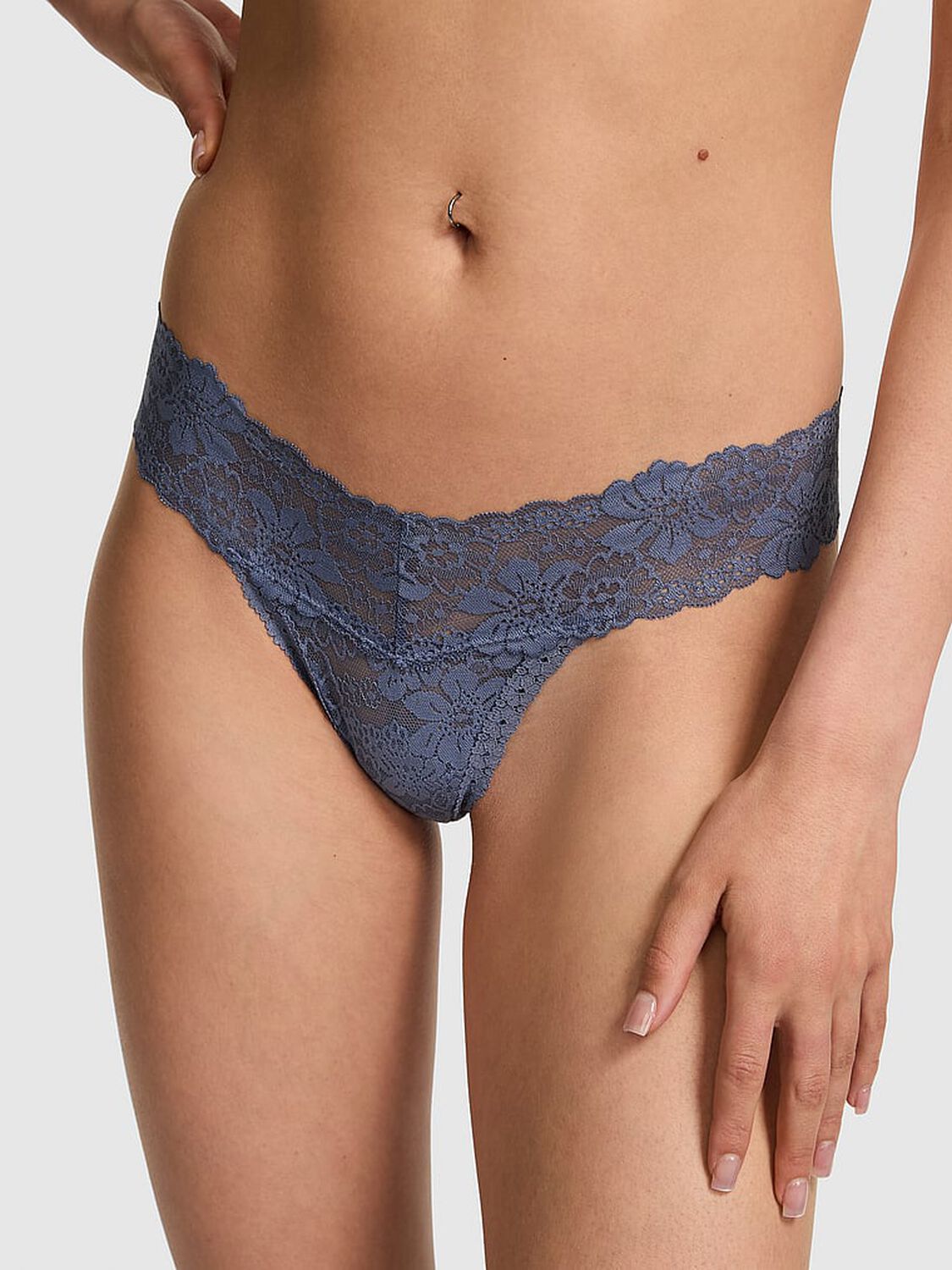 vs Pink Wink Lace Thong Panty Dusty Iris 3 of 3 