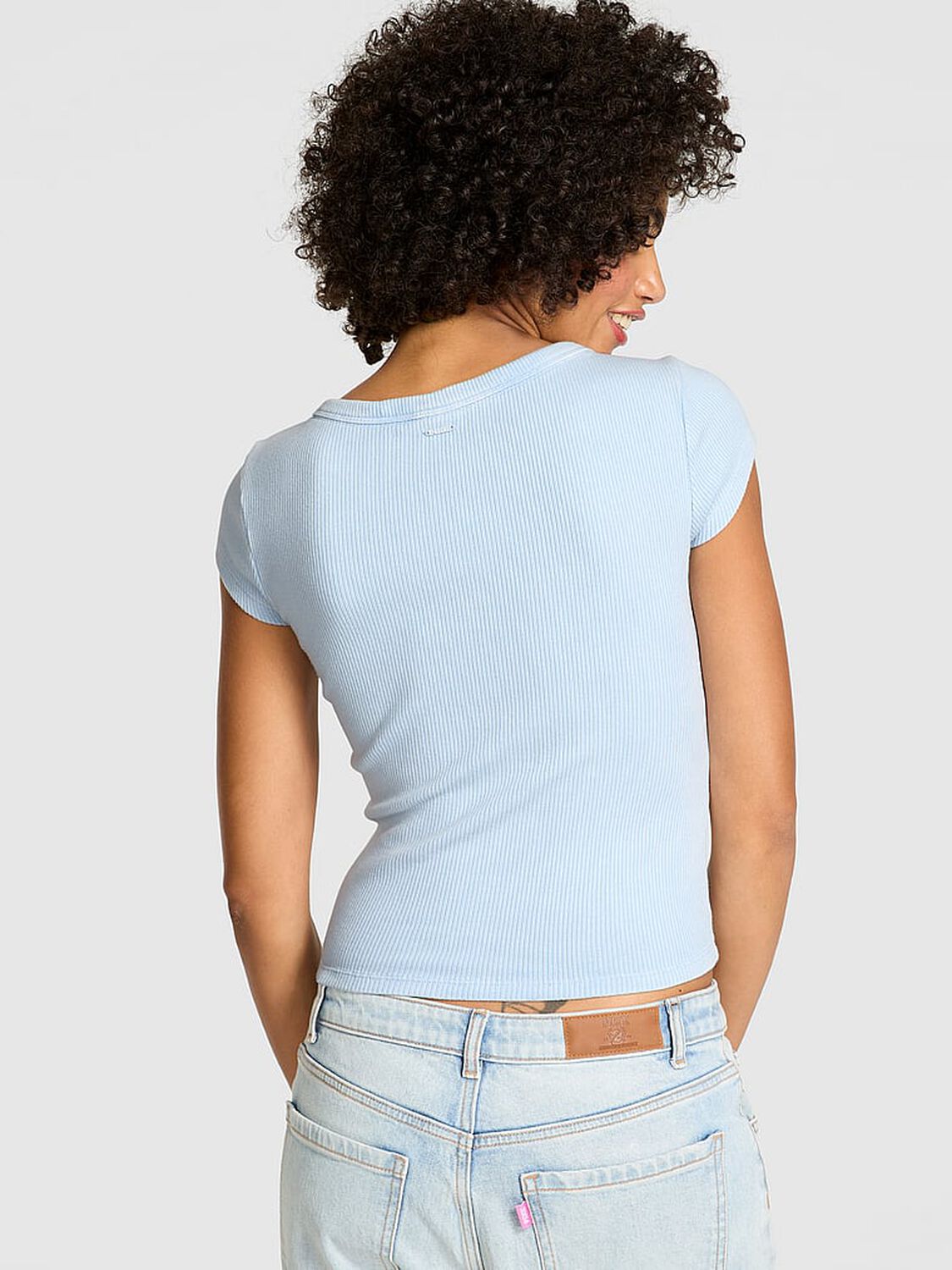 vs Pink Vintage Ribbed Scoop Tee Icy Blue 2 of 3 