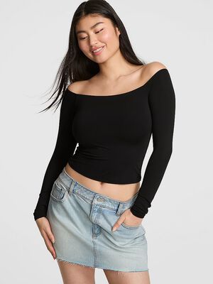 Base Stretch Off-The-Shoulder Long-Sleeve Top