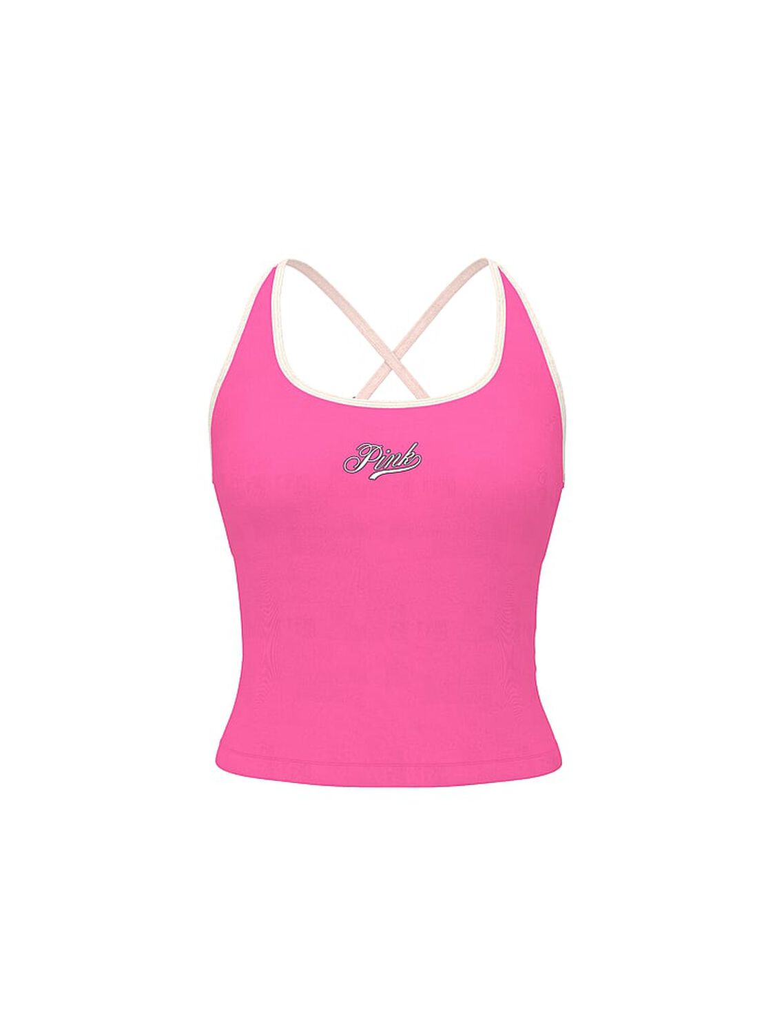 vs Pink All-Day Cotton Square-Neck Bra Tank Pink Gossip Glitter 3 of 3 
