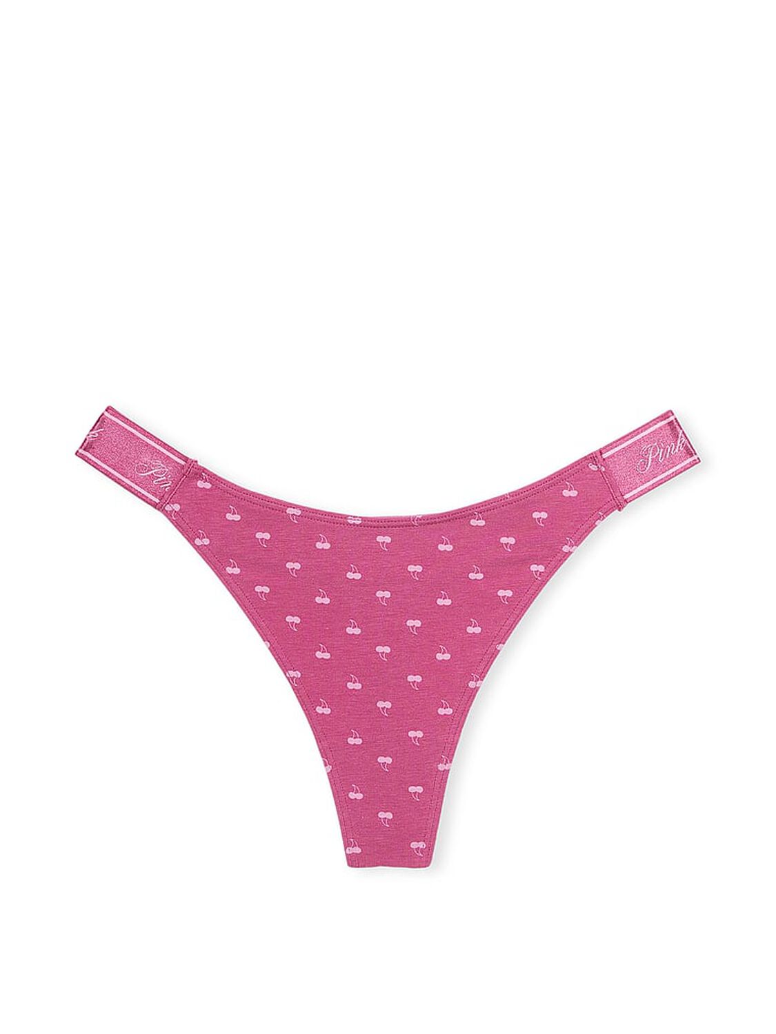 vs Pink Logo Cotton High-Leg Thong Panty Midnight Mauve Cherry Print 3 of 3 