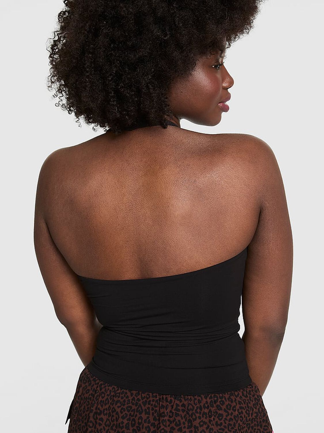 vs Pink Base Stretch Halter Tank Top Pure Black 2 of 3 