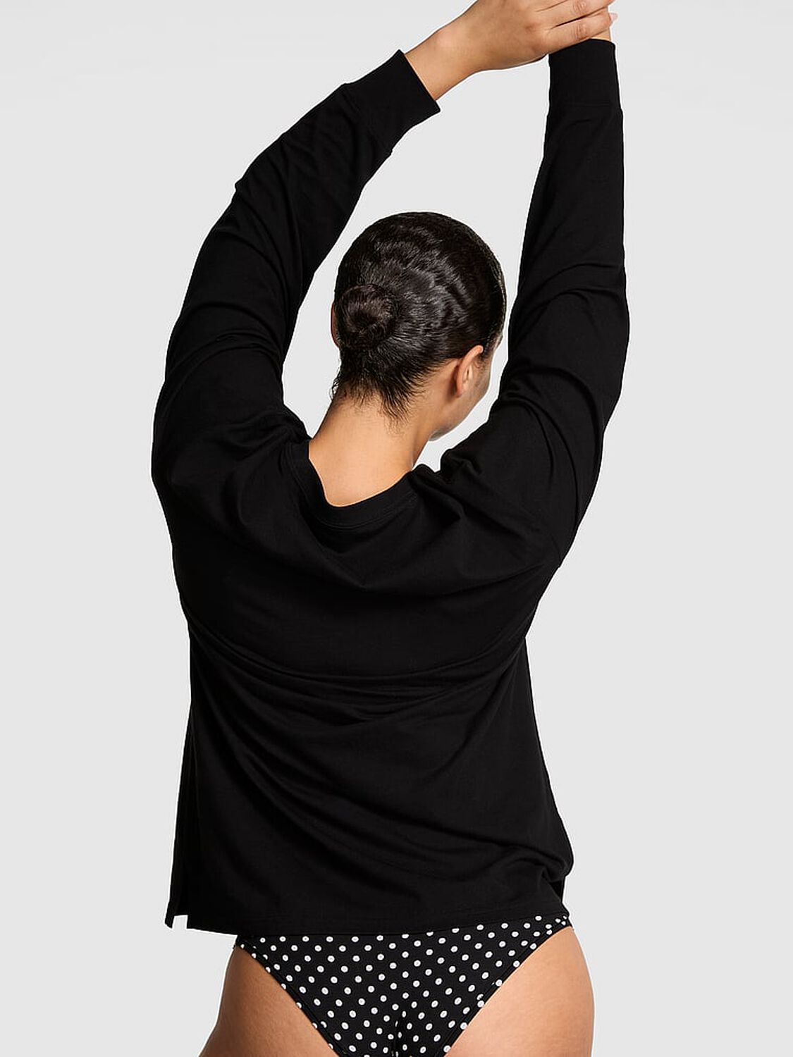 vs Pink Campus Cotton Long-Sleeve Tee Pure Black 2 of 3 