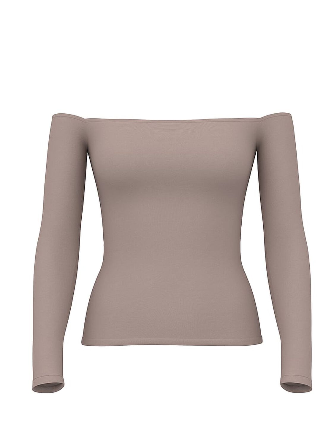 vs Pink Base Stretch Off-The-Shoulder Long-Sleeve Top Iced Coffee 3 of 3 