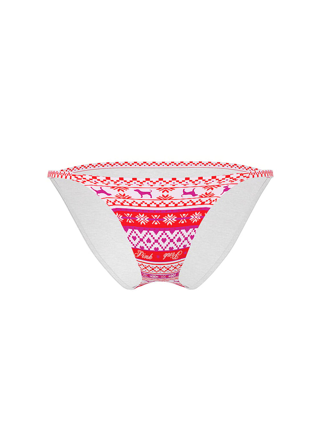 pink Pink Cotton String Bikini Panty Bright Vermillion Fairisle Print 3 of 3 