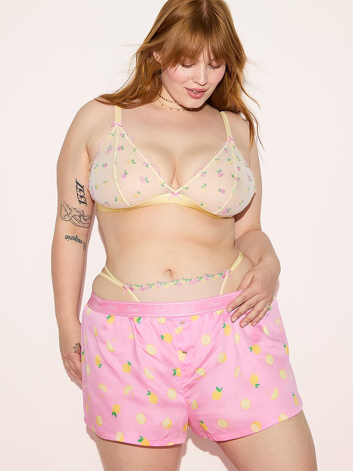 vs Pink Silky Boxy Pajama Shorts Lemon Pink 4 of 4 