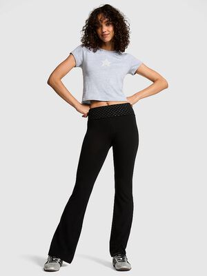 All-Day Cotton Foldover Flare Leggings