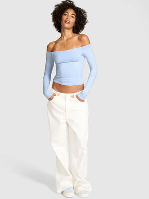 Base Stretch Off-The-Shoulder Long-Sleeve Top